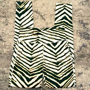 Zubaz Green & Gold Zebra Print Leggings Women’s Small Packers Colors